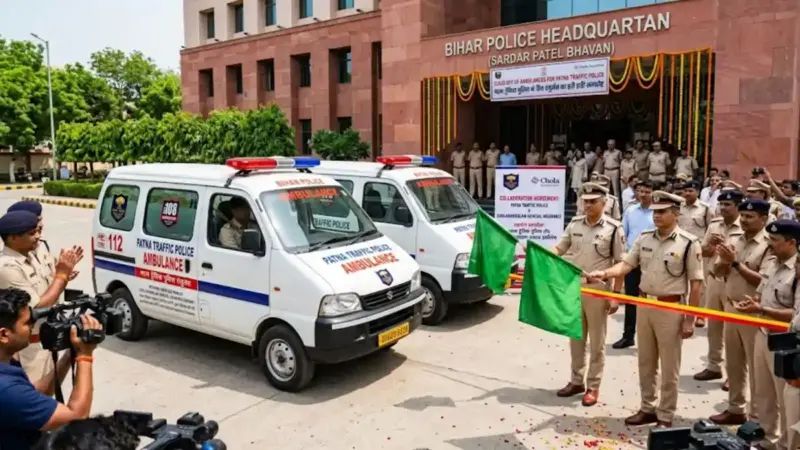 पटना ट्रैफिक पुलिस को मिली अपनी एंबुलेंस, अटल पथ और जेपी गंगा पथ पर हादसों में तुरंत मिलेगी मदद