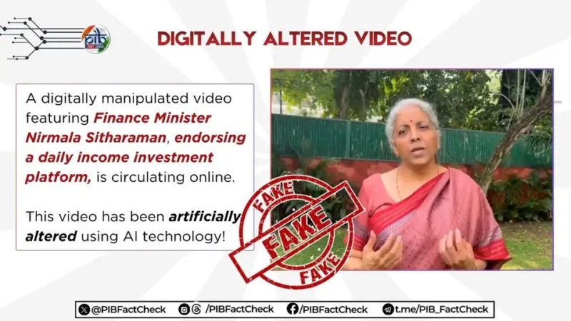 Sitharaman's video fake, created with AI, clarifies PIB; warns against fraudulent investment scheme claims - Details