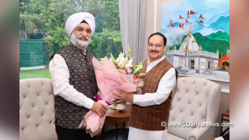 Taranjit Singh Sandhu discusses health issues with JP Nadda