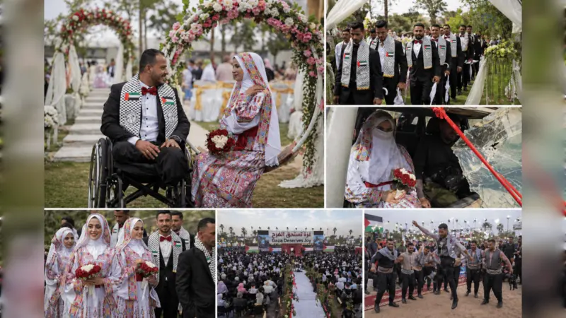 Video: 300 Palestinian couples marry in Gaza mass wedding