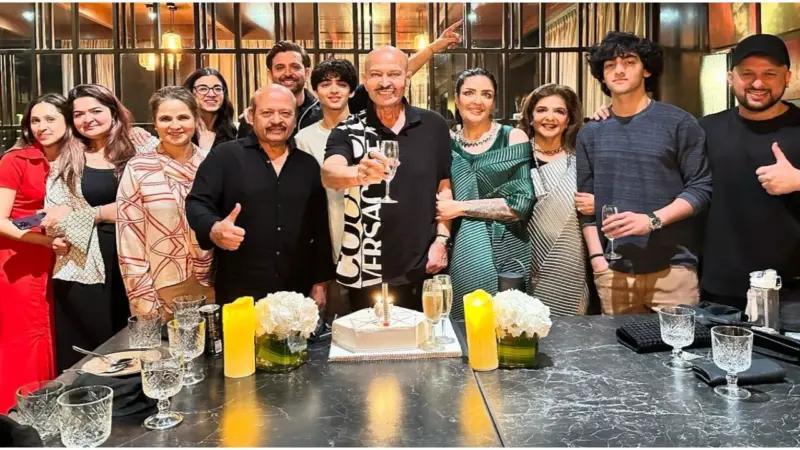 INSIDE Hrithik Roshan's father Rakesh Roshan's 75th birthday celebration with family; Saba Azad, Pashmina Roshan, and more are all smiles