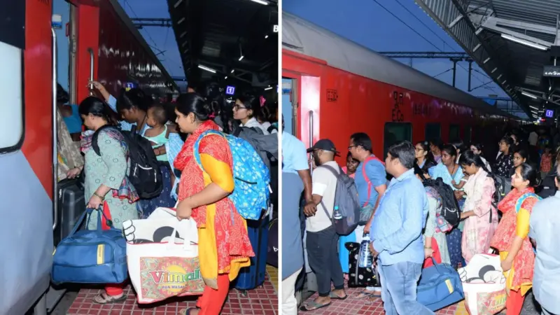 Holiday Rush Crowds Trains, Railway Stations Across Andhra Pradesh