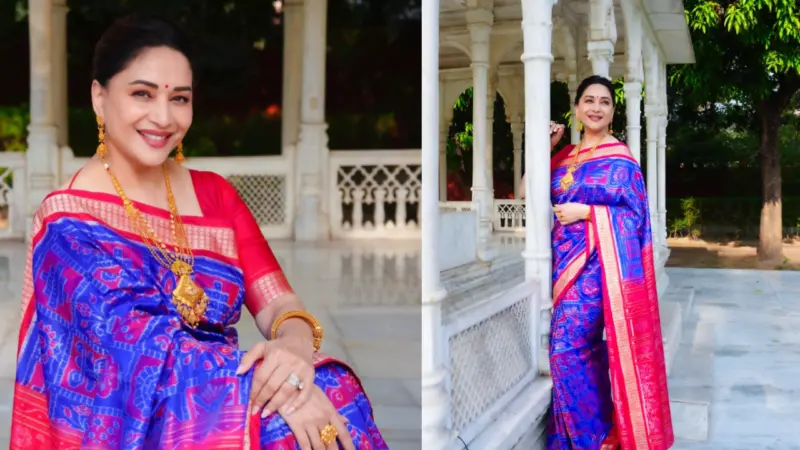 ସମ୍ବଲପୁରୀ ଶାଢୀ ପିନ୍ଧିଲେ ମାଧୁରୀ ଦୀକ୍ଷିତ