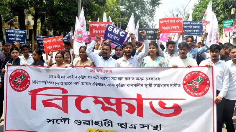AGSU Protests Guwahati Flooding, Demands Long-Term Drainage Fix