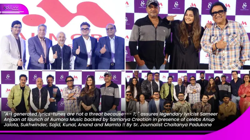 "A-I generated lyrics-tunes are not a threat because--- ?, " assures legendary lyricist Sameer Anjaan at launch of Aumora Music backed by Samarya Creation in presence of celebs Anup Jalota, Sukhwinder, Sajid, Kunal, Anand and Mamta !! By Sr. Journalist Chaitanya Padukone