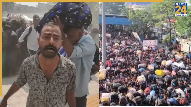 LPG crisis triggers chaos in Surat: Massive rush at railway station as homebound crowd grows, police resort to lathicharge, watch video