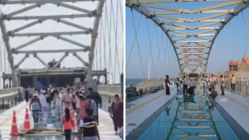 கன்னியாகுமரி கண்ணாடி இழை பாலத்தில் விரிசல். சுற்றுலா பயணிகள் அச்சம்!