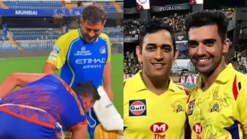 Deepak Chahar touches MS Dhoni's feet, gets scolded ahead of MI vs CSK clash in IPL 2026