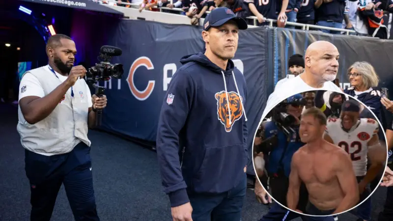 (Video) Shirtless Ben Johnson Celebrates With Bears After Impressive Take Down of Super Bowl Champion Eagles