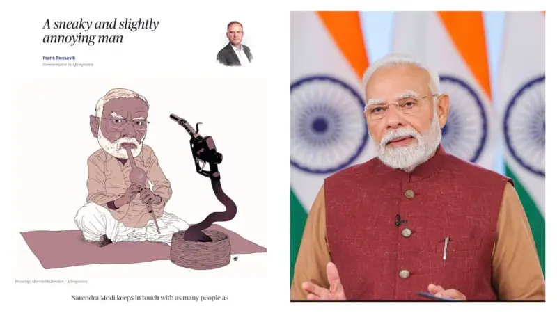 पंतप्रधान मोदींना 'गारुडी' दाखवून नॉर्वेच्या वृत्तपत्राने ओलांडल्या मर्यादा