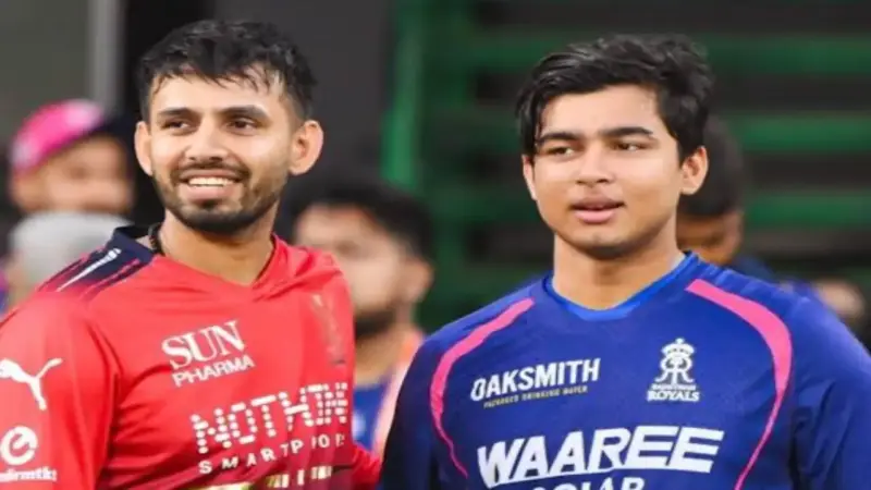 Watch: Funny conversation between Vaibhav Sooryavanshi and Jitesh Sharma after RR vs RCB IPL 2026 clash in Guwahati