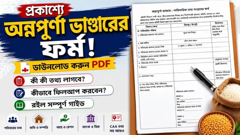 অন্নপূর্ণা ভাণ্ডারের ফর্ম PDF ডাউনলোড করুন! কীভাবে ফিলআপ করবেন? রইল সম্পূর্ণ গাইড