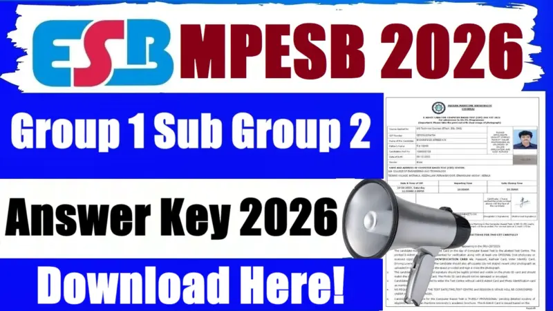 MPESB Group 1 Sub Group 2 Answer Key 2026