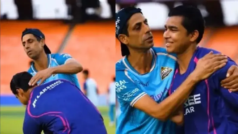 గుజరాత్ కోచ్ నెహ్రా కాళ్లకు మొక్కిన వైభవ్