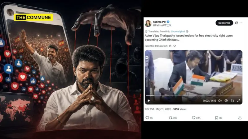 Pakistani Handle Amplifies Fake "CM Vijay Free Electricity", Brings Back Question Of Whether TVK Vijay's Massive Online Popularity Was Artificially Engineered