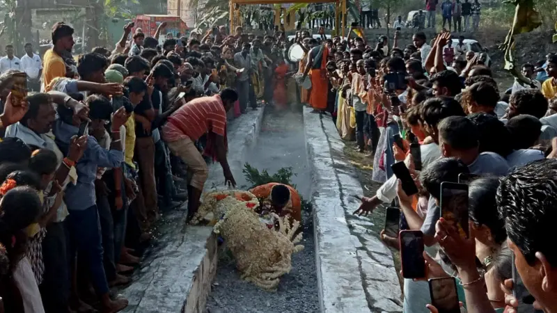 Two injured after slipping on embers during temple fest in Karnataka's Mandya