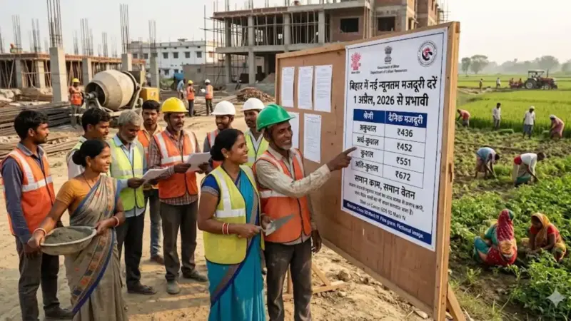 बिहार में नई न्यूनतम मजदूरी दरें प्रभावी: लाखों श्रमिकों की जेब में आएगी अब ज्यादा रकम