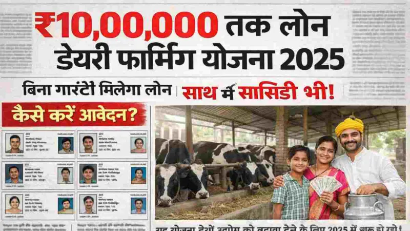 Dairy Farming Loan 2026: बिना गारंटी पाएं ₹10 लाख तक का लोन, सरकार देगी 33% तक सब्सिडी; जानें आवेदन का पूरा तरीका