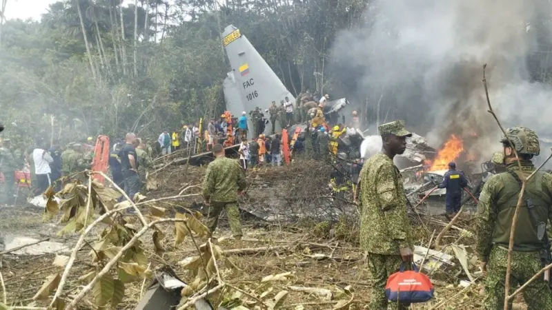 Colombia plane crash: Death toll at 66, dozens missing in Hercules C-130 accident; rescue ops under way