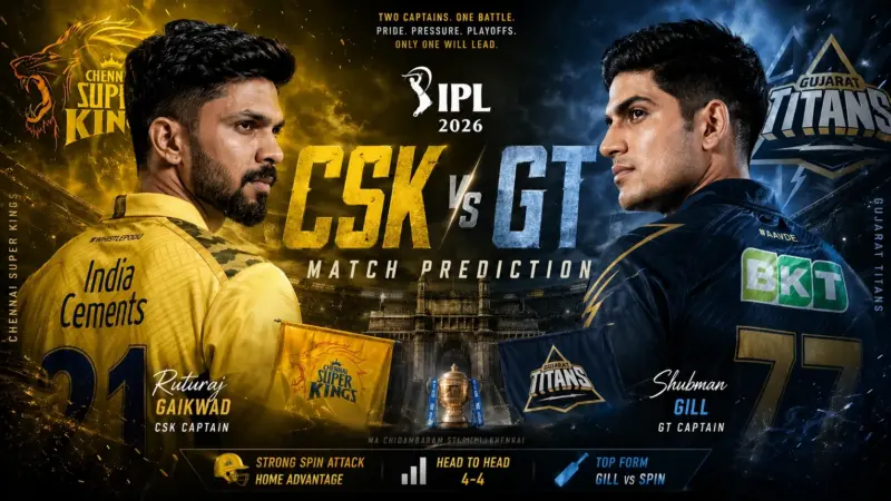 CSK vs GT Match Prediction: Who will win today's IPL 2026 match between Chennai Super Kings & Gujarat Titans?