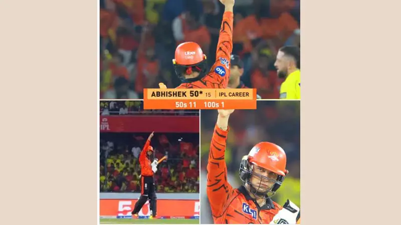 15 బాల్స్ లో అభిషేక్ 50 రన్స్