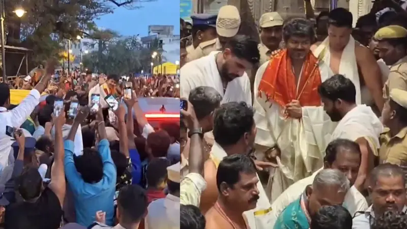 Watch | TVK chief Vijay visits Tiruchendur Murugan temple; fans gather to get glimpse of actor