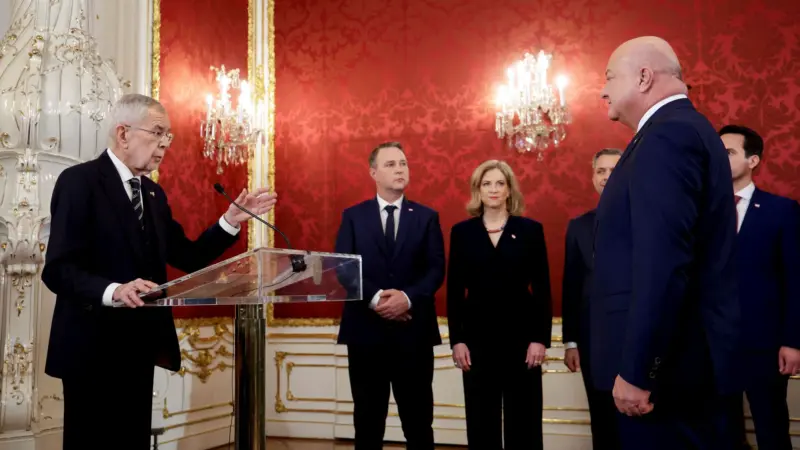Austria's three-party government takes office, shutting out far right