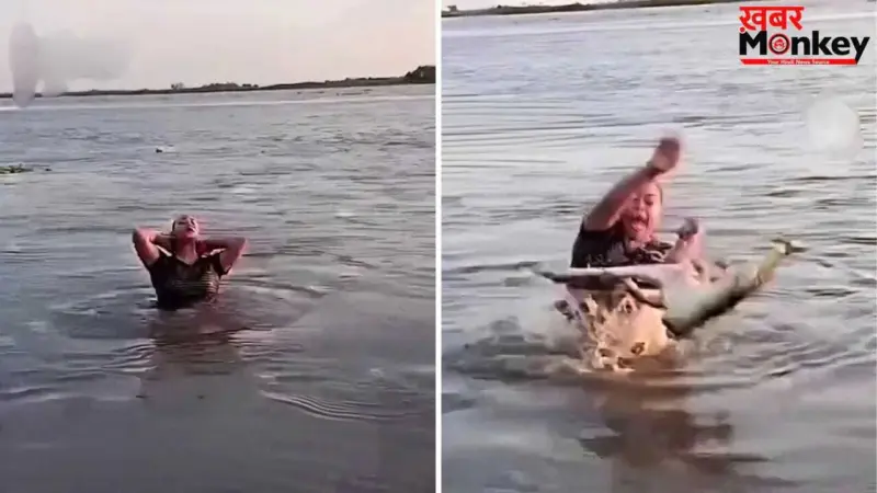 Viral Video: नदी में नहा रही थी महिला, अचानक हाथ में आ गया खूंखार मगरमच्छ; फिर जो हुआ.