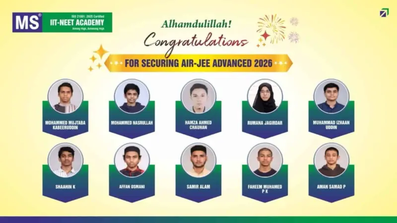 MS Education Academy students secure impressive results in JEE Advanced 2026