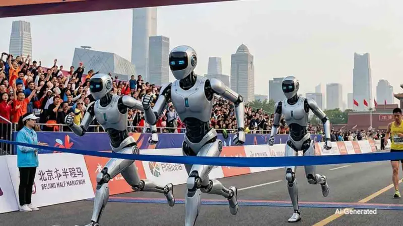 Robot runners beat humans in Beijing half-marathon