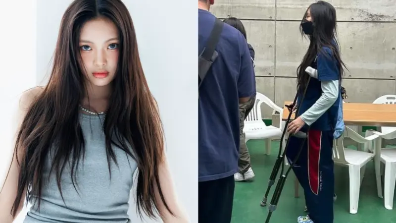 NewJeans' Hyein spotted with crutches at church amid hiatus for microfracture in foot; Fans express concern