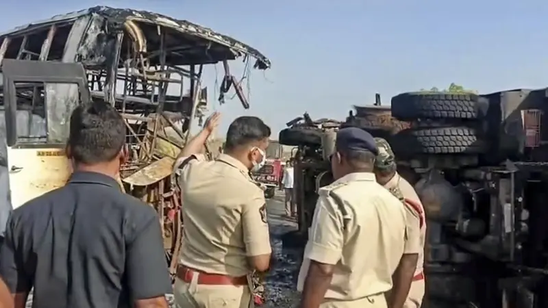 Andhra bus fire: Tragedy took place due to technical snag, HM V Anitha orders detailed probe