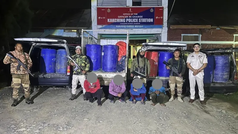 Manipur Police seize fuel meant for Myanmar smuggling, arrest 4