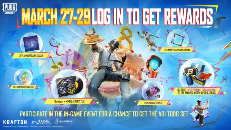 PUBG MOBILE 8th Anniversary: Exclusive Rewards, and Free Codes!