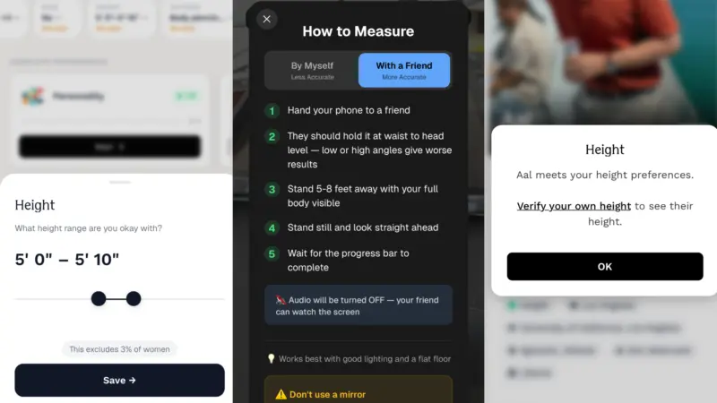 Tinders fake height verification is now a real feature on another app