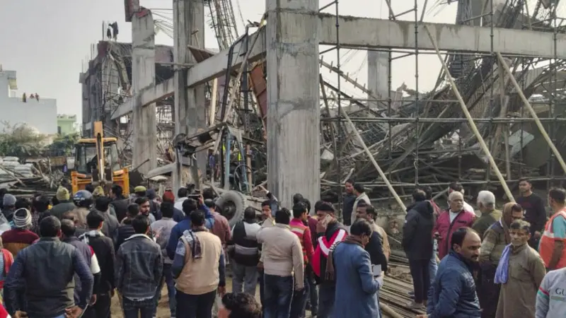 Several trapped as under-construction building collapses at UP railway station