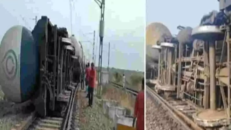 Goods train derailed in Kommarapudi of Nellore