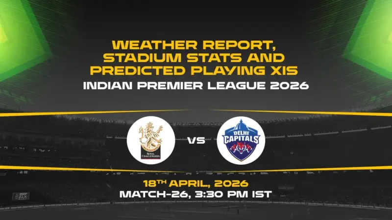 IPL 2026, Match 26: RCB vs DC weather report, stadium stats and predicted playing XIs