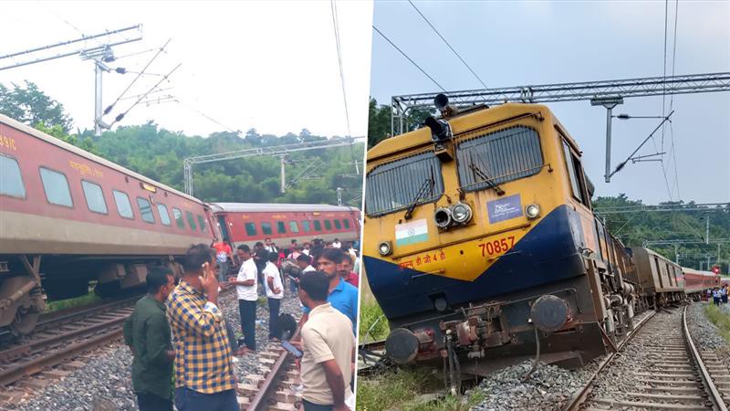 Train Derailment in Assam: Agartala-Lokmanya Tilak Terminus Express Train Derails Near Dibalong Station, Pics of Derailed Engine and Coaches Surface