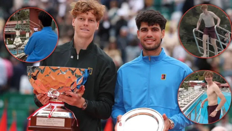 Carlos Alcaraz Explains Why He Watched Jannik Sinner Dive into Pool After Monte Carlo Win: "It's Not Like We Go Out to Dinner Together"