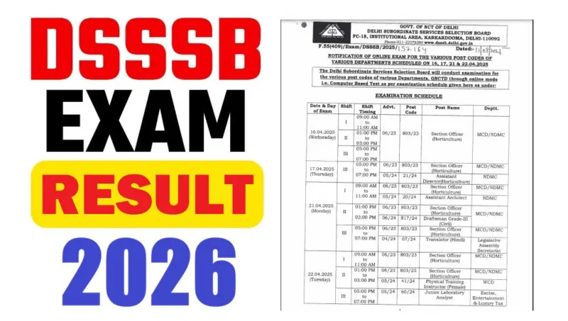 DSSSB Various Posts Result 2026