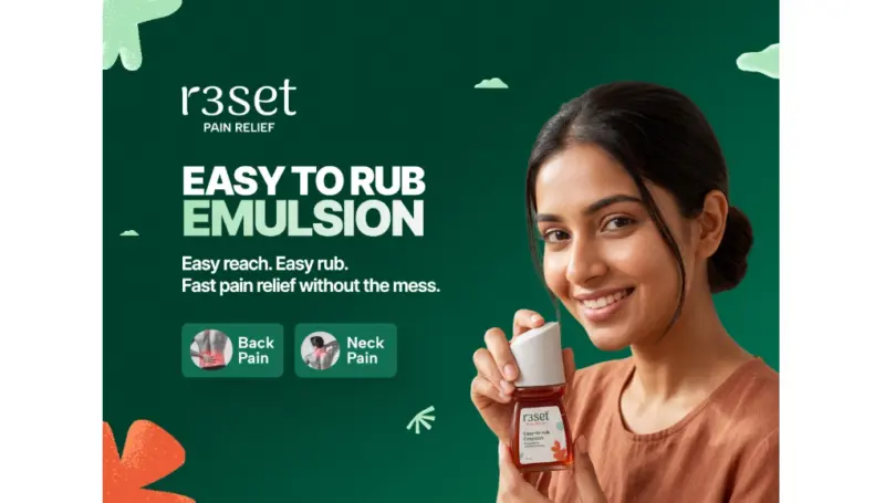 R3SET Easy to Rub Pain Relief Emulsion: The Smarter Roll-On for Joint pain, Muscle Pain, Back pain & Everyday Aches