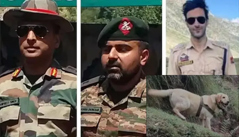 जम्मू-काश्मीरमध्ये चकमकीत कर्नल, मेजर, पोलीस अधिकारी आणि श्वान हुतात्मा.