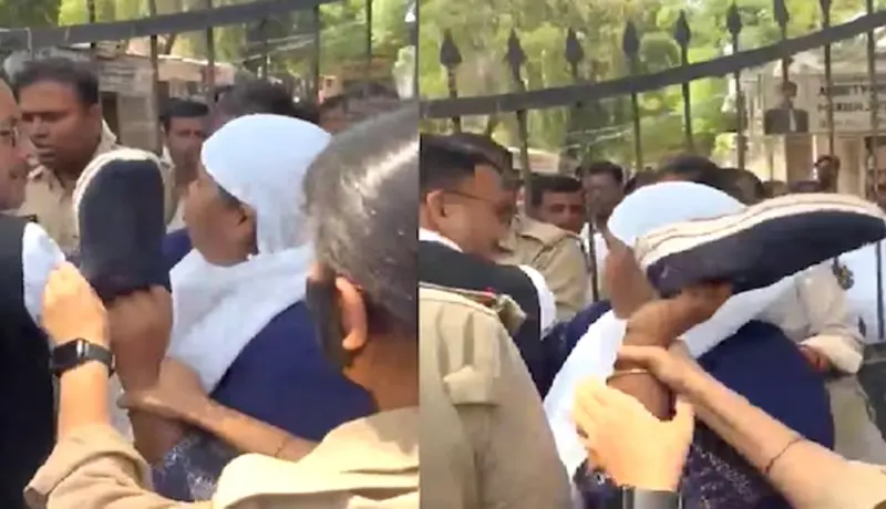 Video: न्यायालयाच्या आवारतच नवऱ्याला चपलेने चोपलं.