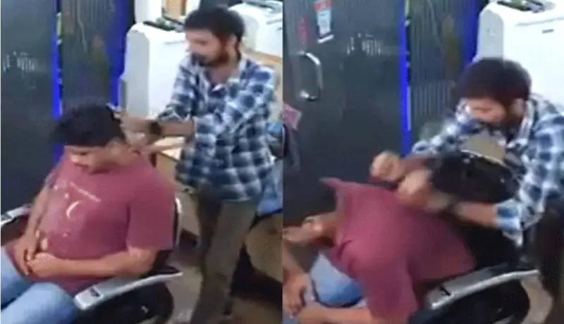 सलूनमध्ये बसून मसाज करणाऱ्या व्यक्तीचा भयानक Video.