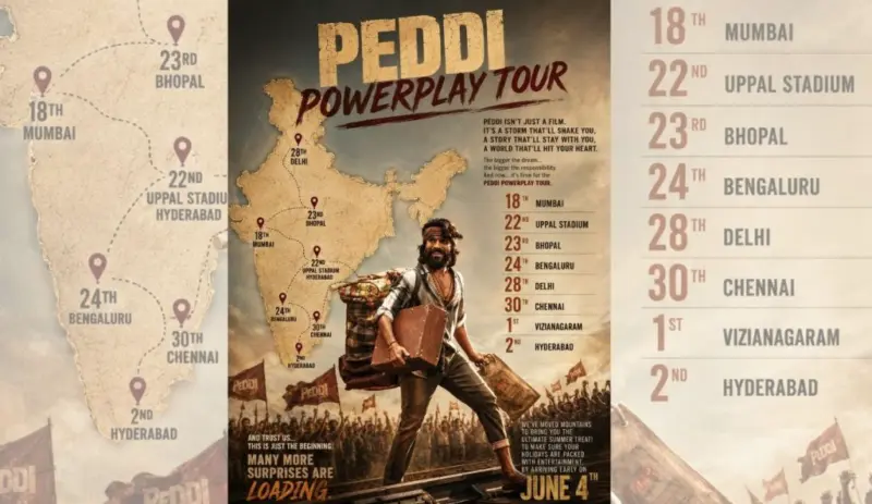 PEDDI POWERPLAY TOUR : 'పెద్ది' ప్రమోషనల్ టూర్ ప్లాన్ వచ్చేసింది