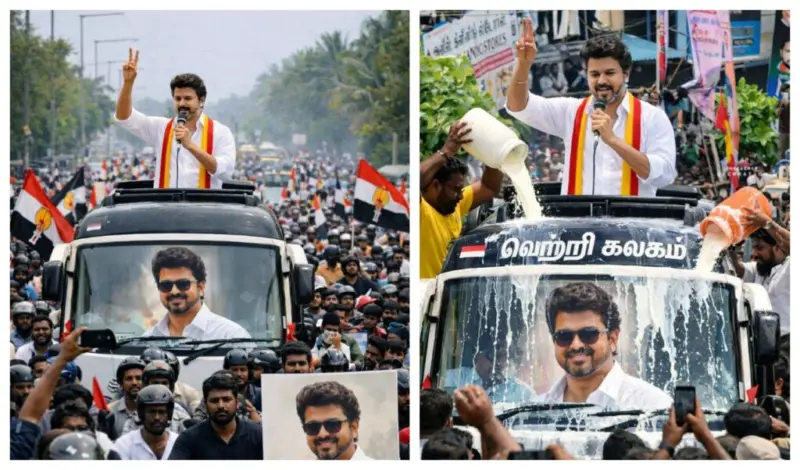 சர்க்கார் பட காட்சியை உண்மையாக்கிய ரசிகர்கள்.! "புதுச்சேரியில் நடிகர் விஜயை அலை அலையாக பின் தொடர்ந்து வரும் இருசக்கர வாகன ஓட்டிகள்".. வைரலாகும் வீடியோ.!!!