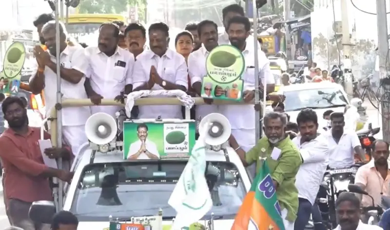இறுதிக்கட்ட பரப்புரை : ரோடு ஷோவில் வாக்கு சேகரித்த பன்னீர்