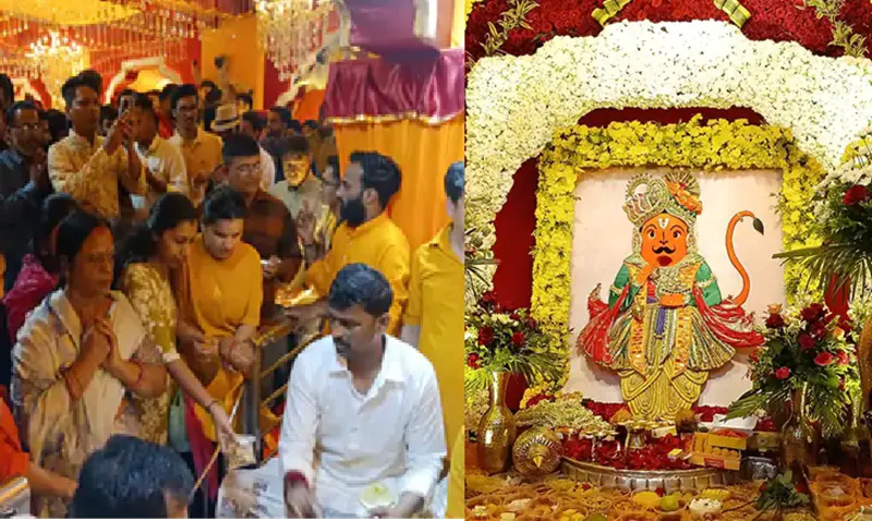 हनुमान जयंती पर ग्वालियर में मंदिरों में उमड़े भक्‍त, रोकड़िया सरकार को लगाया 5100 लड्डुओं का भोग