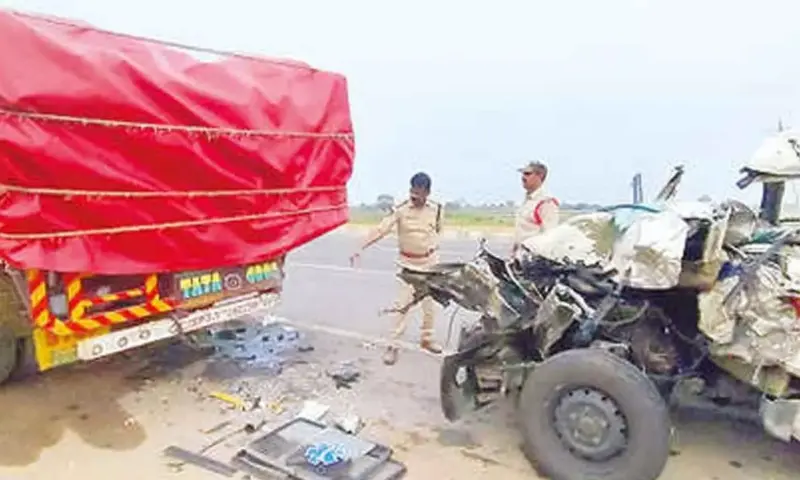 Four die as ambulance rams into parked lorry